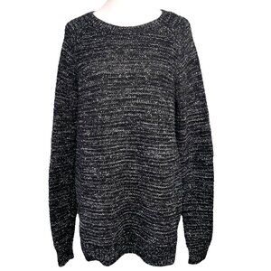 Chunky Knit Sweater Black Gray Silver Medium